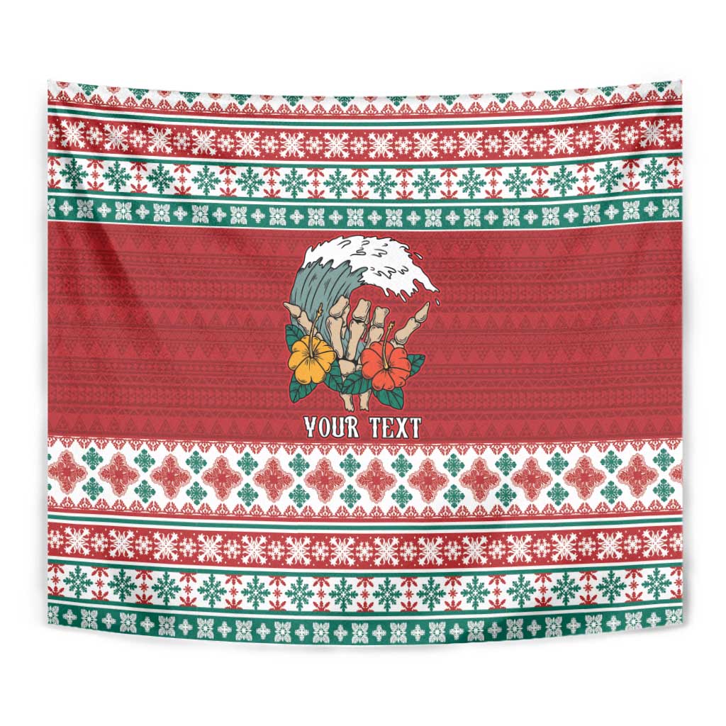 Shaka Sign Skull Mele Kalikimaka Personalized Tapestry Hawaiian Quilt Pattern LT9 - Polynesian Pride