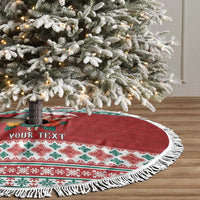 Shaka Sign Skull Mele Kalikimaka Personalized Tree Skirt Hawaiian Quilt Pattern - Polynesian Pride