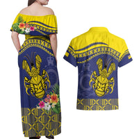 Niue Coconut Crab Couples Matching Off Shoulder Maxi Dress and Hawaiian Shirt Rock of Polynesia LT9 - Polynesian Pride