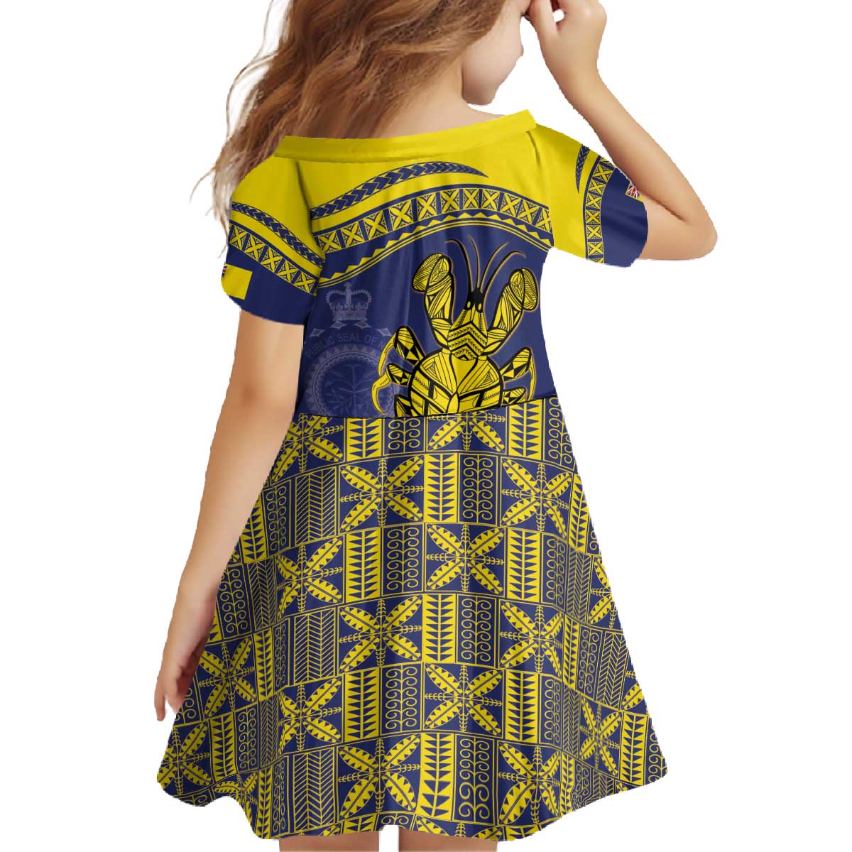 Niue Coconut Crab Family Matching Off The Shoulder Long Sleeve Dress and Hawaiian Shirt Rock of Polynesia LT9 - Polynesian Pride