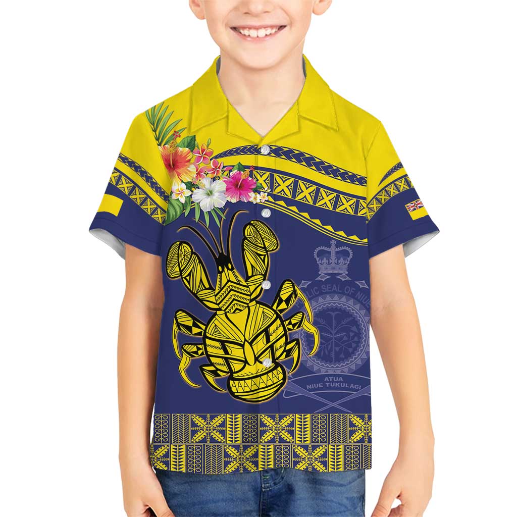 Niue Coconut Crab Family Matching Tank Maxi Dress and Hawaiian Shirt Rock of Polynesia