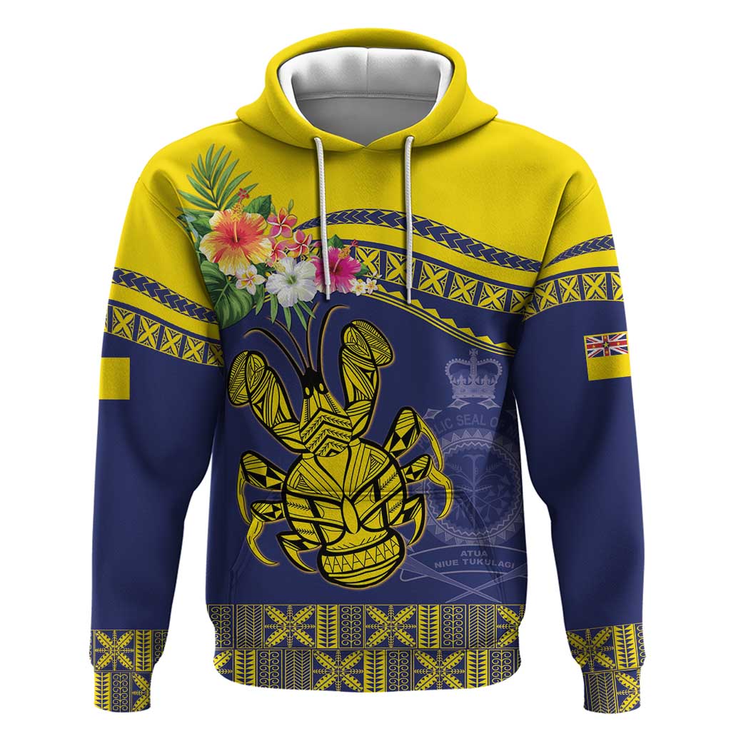 Niue Coconut Crab Hoodie Rock of Polynesia LT9 Pullover Hoodie Gold - Polynesian Pride