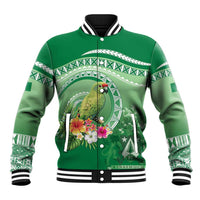 Norfolk Parakeet Tropical Baseball Jacket Norfolk Island Tribal Pattern LT9 Unisex Green - Polynesian Pride