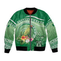 Norfolk Parakeet Tropical Bomber Jacket Norfolk Island Tribal Pattern LT9 Unisex Green - Polynesian Pride