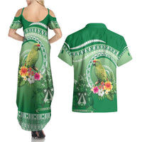 Norfolk Parakeet Tropical Couples Matching Summer Maxi Dress and Hawaiian Shirt Norfolk Island Tribal Pattern LT9 - Polynesian Pride