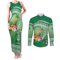 Norfolk Parakeet Tropical Couples Matching Tank Maxi Dress and Long Sleeve Button Shirt Norfolk Island Tribal Pattern LT9 Green - Polynesian Pride
