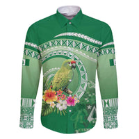 Norfolk Parakeet Tropical Family Matching Off The Shoulder Long Sleeve Dress and Hawaiian Shirt Norfolk Island Tribal Pattern