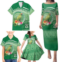 Norfolk Parakeet Tropical Family Matching Puletasi and Hawaiian Shirt Norfolk Island Tribal Pattern LT9 - Polynesian Pride