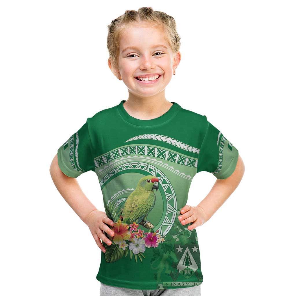 Norfolk Parakeet Tropical Kid T Shirt Norfolk Island Tribal Pattern LT9 Green - Polynesian Pride