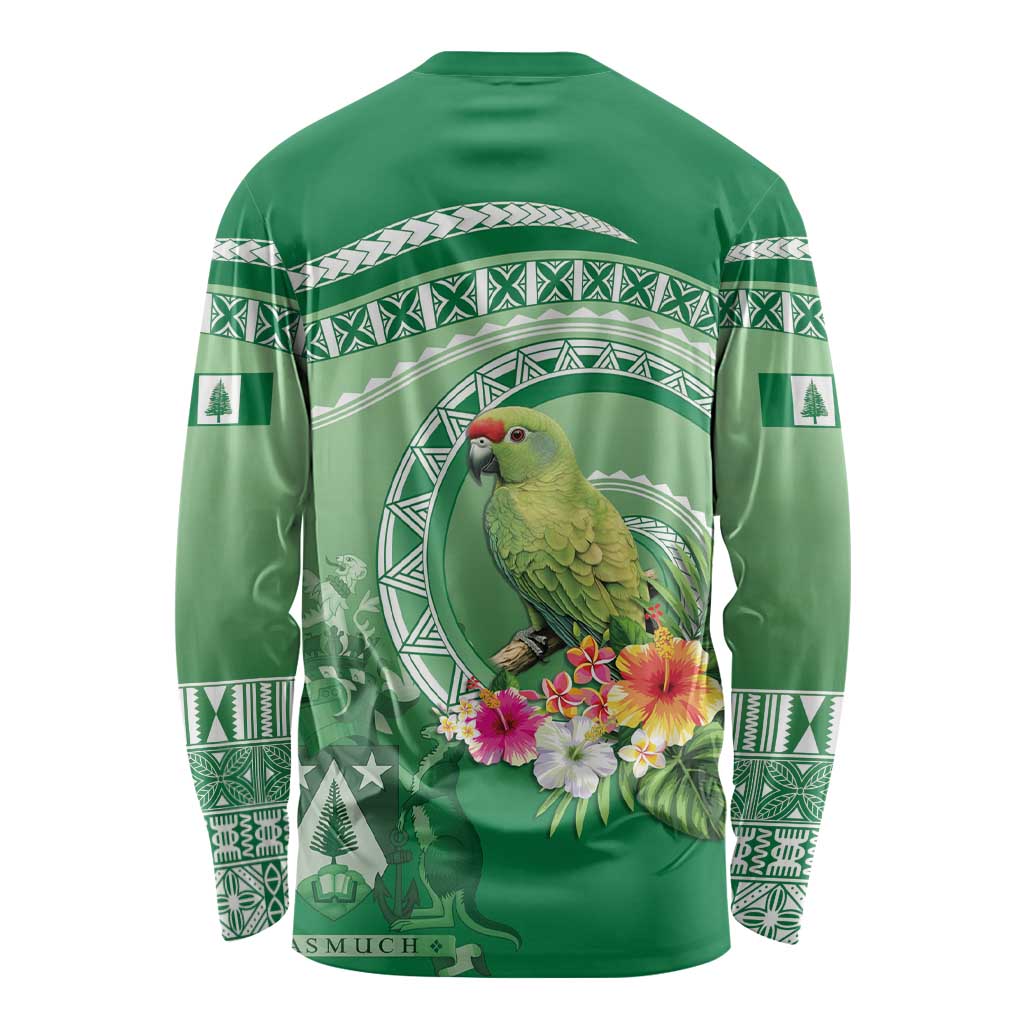 Norfolk Parakeet Tropical Long Sleeve Shirt Norfolk Island Tribal Pattern LT9 - Polynesian Pride