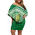 Norfolk Parakeet Tropical Off Shoulder Short Dress Norfolk Island Tribal Pattern