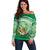 Norfolk Parakeet Tropical Off Shoulder Sweater Norfolk Island Tribal Pattern