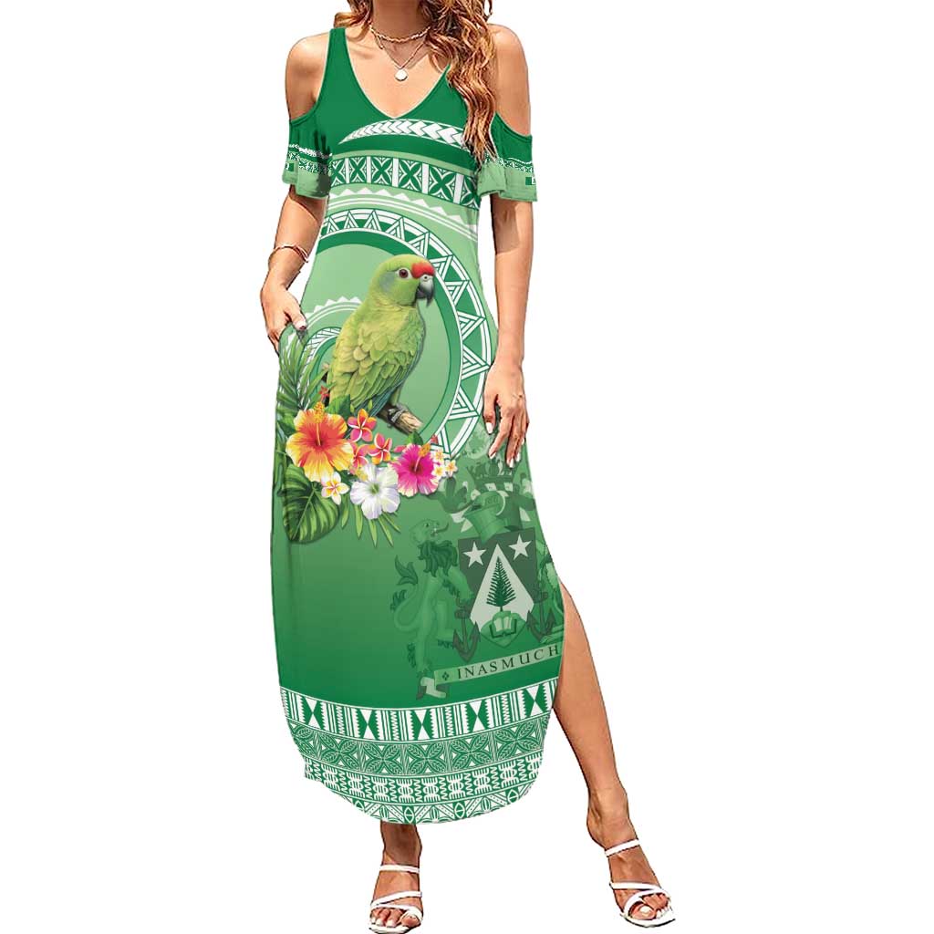 Norfolk Parakeet Tropical Summer Maxi Dress Norfolk Island Tribal Pattern LT9 Women Green - Polynesian Pride