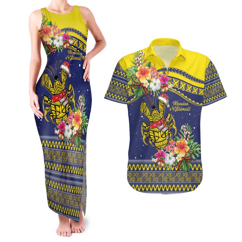 Monuina e Kilisimasi Niue Christmas Couples Matching Tank Maxi Dress and Hawaiian Shirt Niuean Tribal Pattern