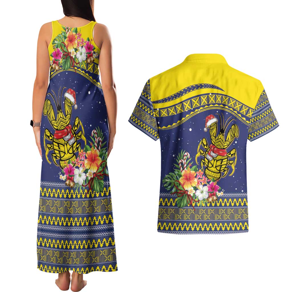 Monuina e Kilisimasi Niue Christmas Couples Matching Tank Maxi Dress and Hawaiian Shirt Niuean Tribal Pattern LT9 - Polynesian Pride