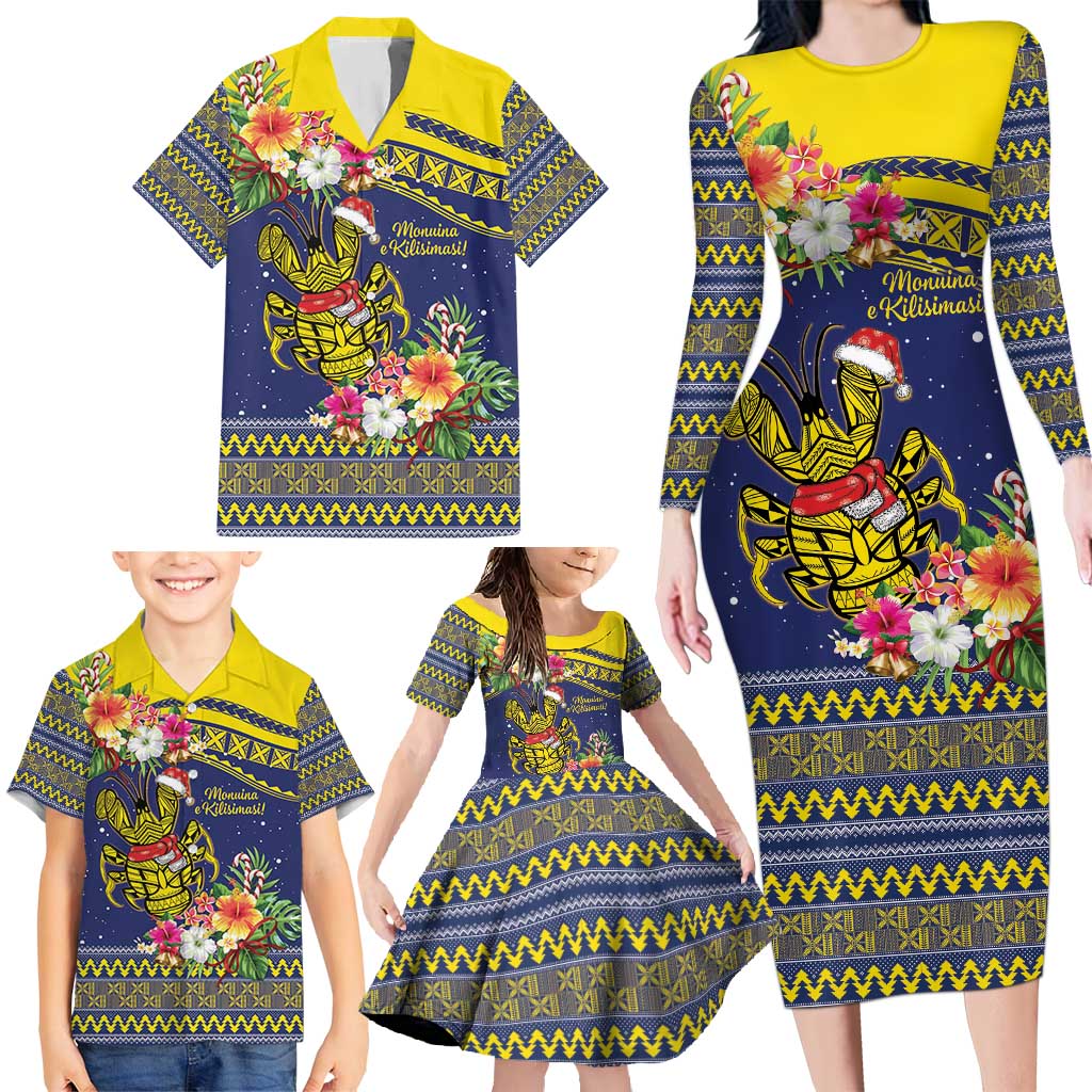 Monuina e Kilisimasi Niue Christmas Family Matching Long Sleeve Bodycon Dress and Hawaiian Shirt Niuean Tribal Pattern