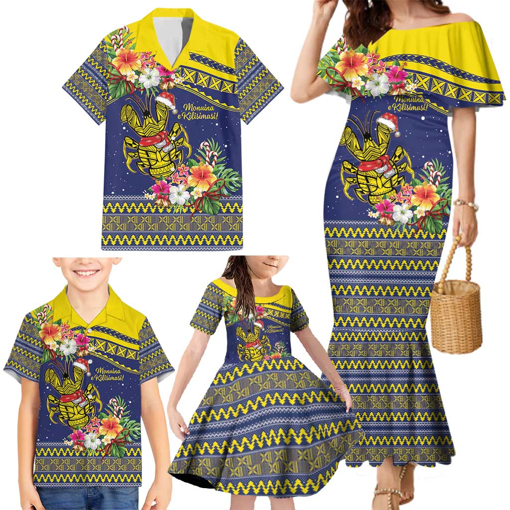 Monuina e Kilisimasi Niue Christmas Family Matching Mermaid Dress and Hawaiian Shirt Niuean Tribal Pattern