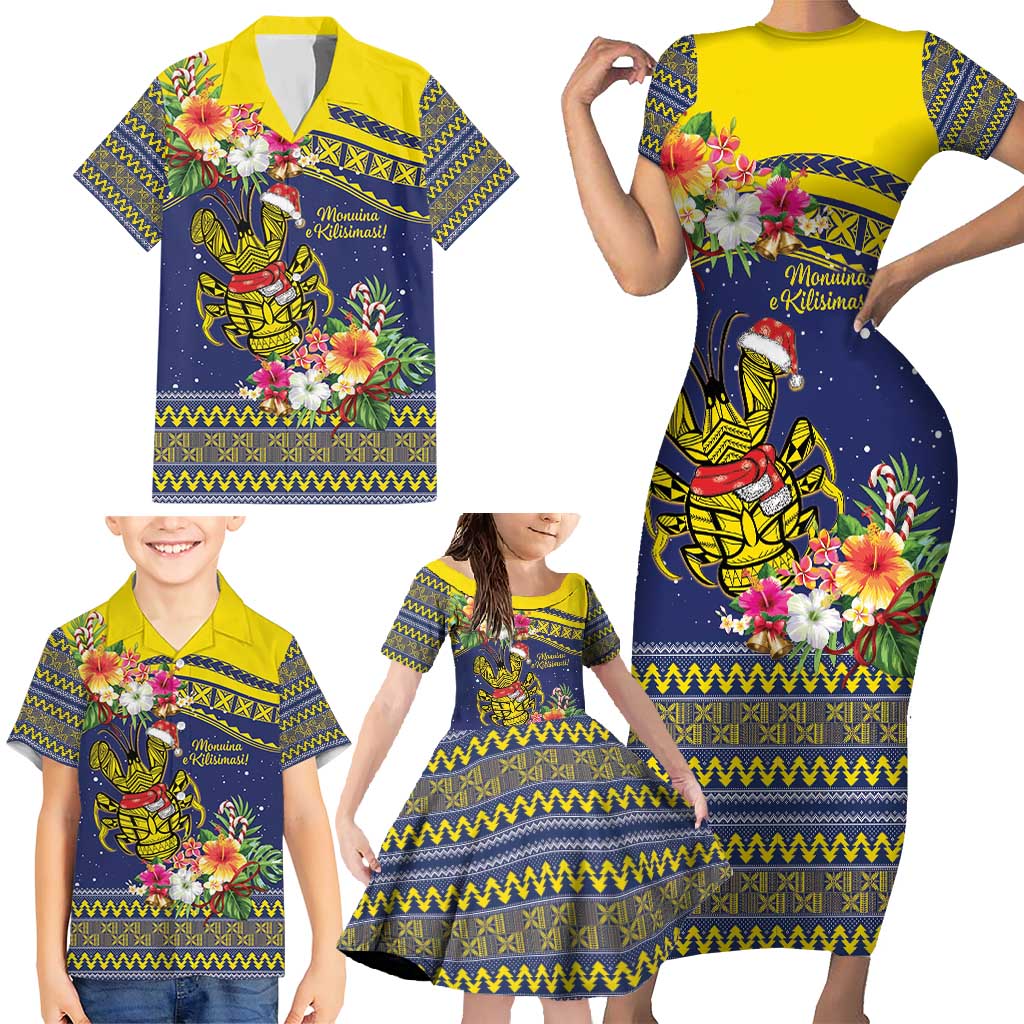 Monuina e Kilisimasi Niue Christmas Family Matching Short Sleeve Bodycon Dress and Hawaiian Shirt Niuean Tribal Pattern