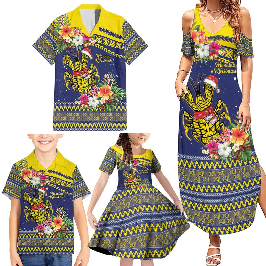 Monuina e Kilisimasi Niue Christmas Family Matching Summer Maxi Dress and Hawaiian Shirt Niuean Tribal Pattern