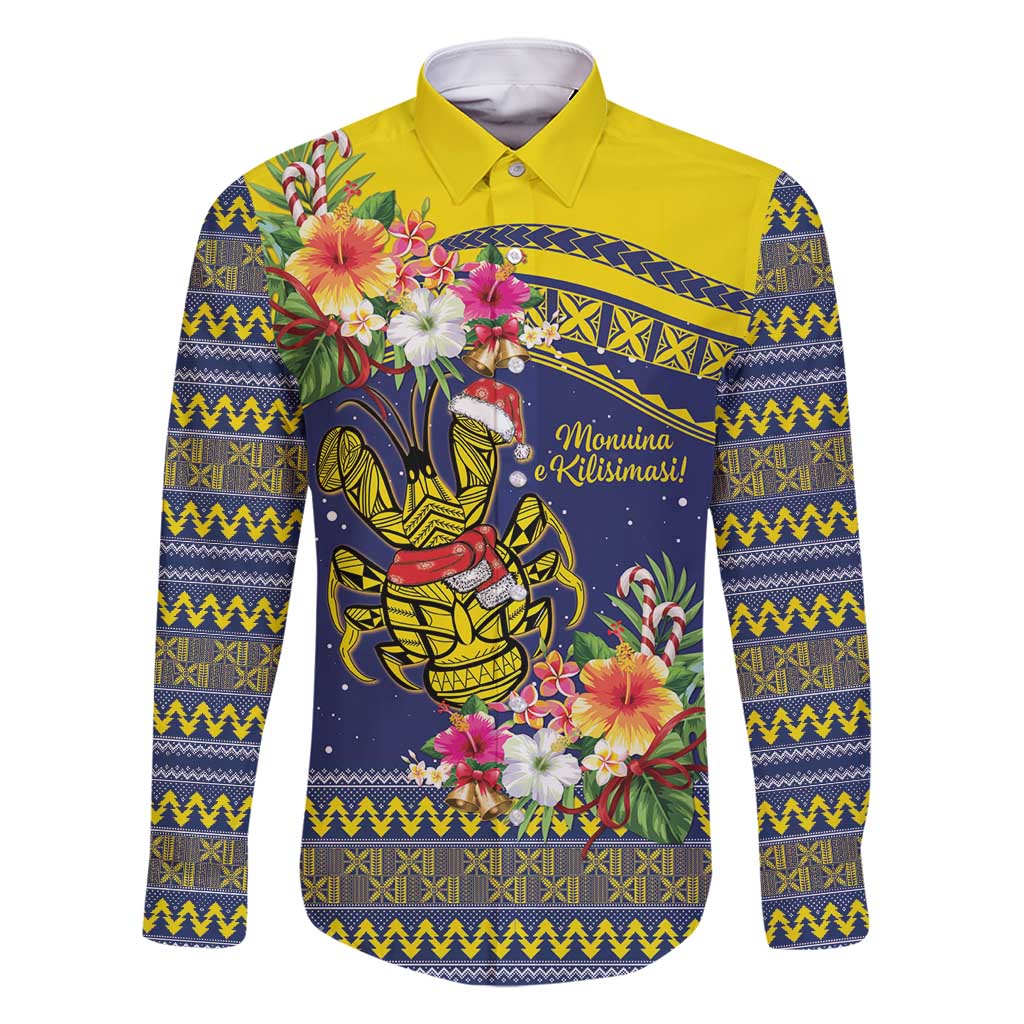 Monuina e Kilisimasi Niue Christmas Family Matching Tank Maxi Dress and Hawaiian Shirt Niuean Tribal Pattern LT9 Dad's Shirt - Long Sleeve Gold - Polynesian Pride