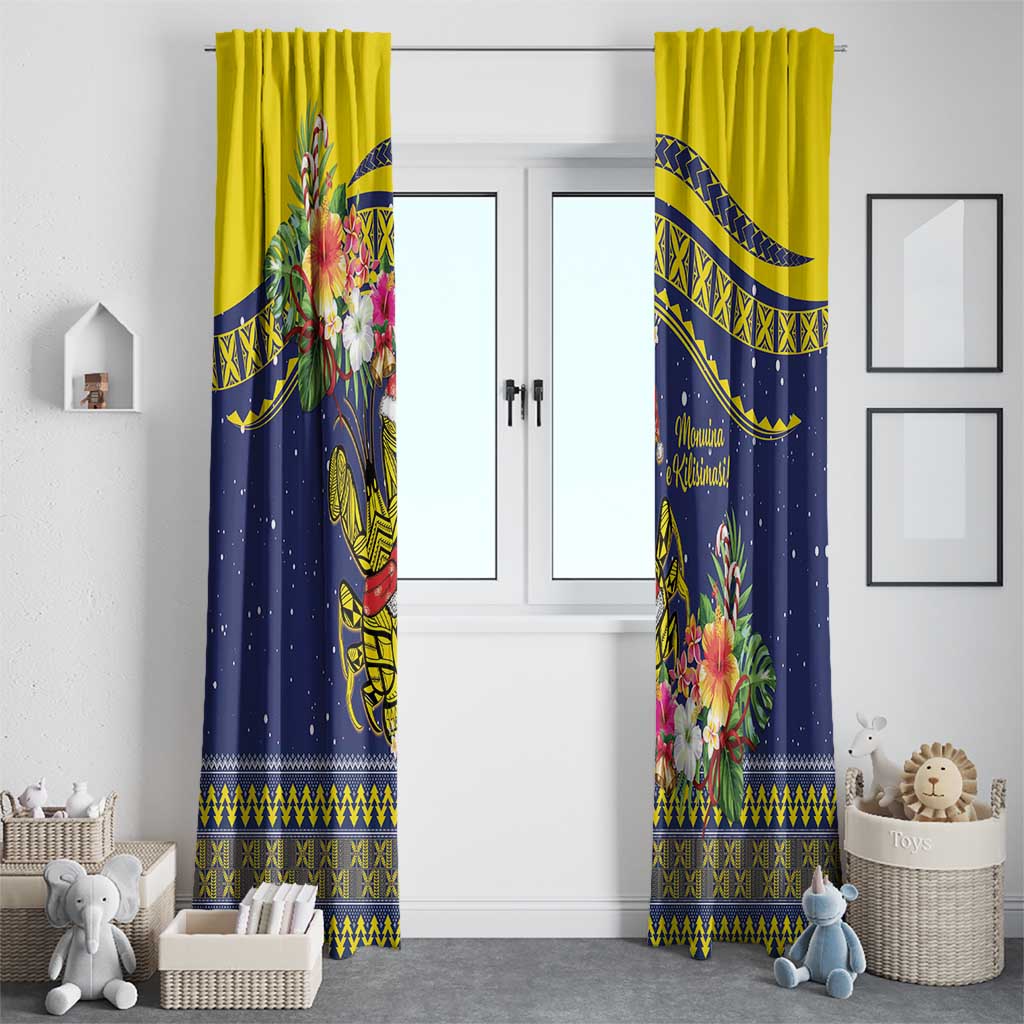 Monuina e Kilisimasi Niue Christmas Window Curtain Niuean Tribal Pattern