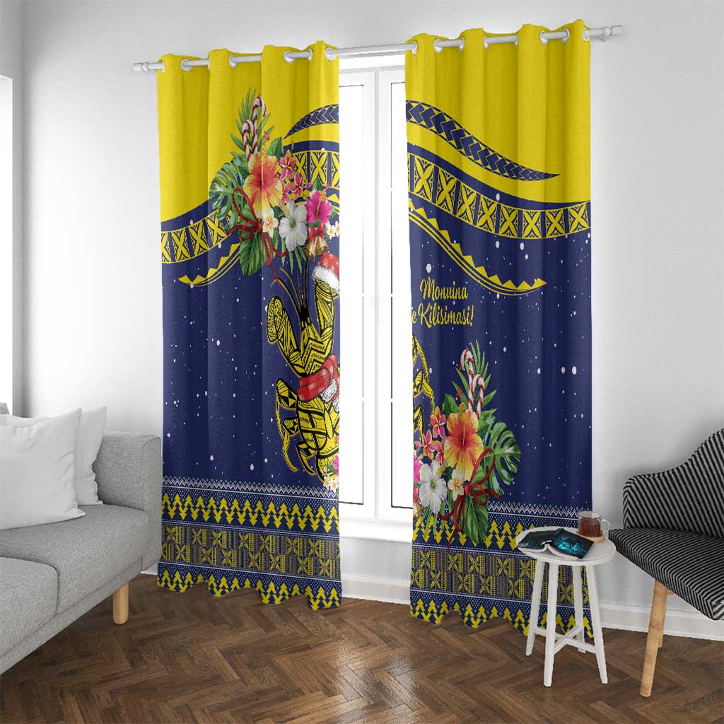 Monuina e Kilisimasi Niue Christmas Window Curtain Niuean Tribal Pattern