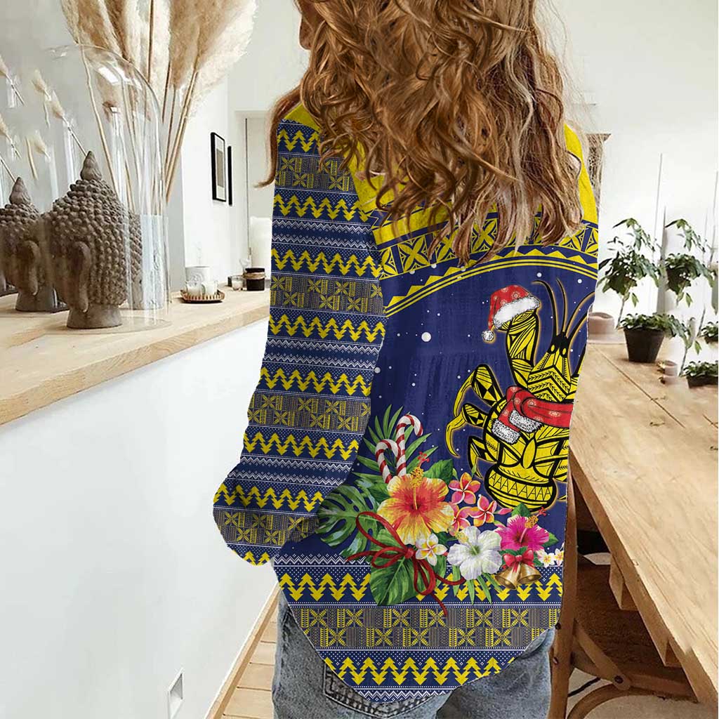 Monuina e Kilisimasi Niue Christmas Women Casual Shirt Niuean Tribal Pattern LT9 - Polynesian Pride