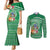 Norfolk Island Pine Tree Christmas Couples Matching Mermaid Dress and Long Sleeve Button Shirt Coat of Arm and Polynesian Pattern