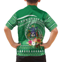 Norfolk Island Pine Tree Christmas Family Matching Long Sleeve Bodycon Dress and Hawaiian Shirt Coat of Arm and Polynesian Pattern LT9 - Polynesian Pride