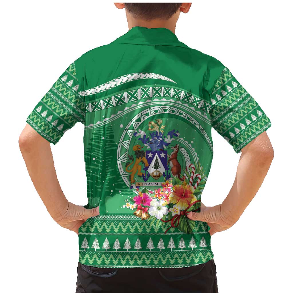 Norfolk Island Pine Tree Christmas Family Matching Mermaid Dress and Hawaiian Shirt Coat of Arm and Polynesian Pattern LT9 - Polynesian Pride