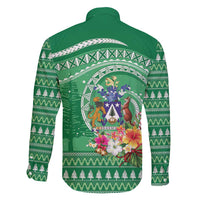 Norfolk Island Pine Tree Christmas Family Matching Mermaid Dress and Hawaiian Shirt Coat of Arm and Polynesian Pattern LT9 - Polynesian Pride