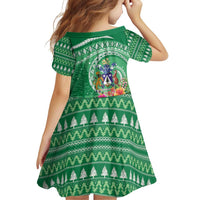 Norfolk Island Pine Tree Christmas Family Matching Off Shoulder Short Dress and Hawaiian Shirt Coat of Arm and Polynesian Pattern