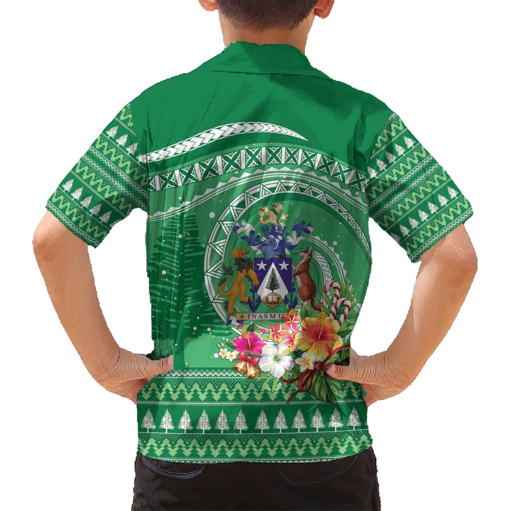 Norfolk Island Pine Tree Christmas Family Matching Puletasi and Hawaiian Shirt Coat of Arm and Polynesian Pattern LT9 - Polynesian Pride