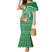 Norfolk Island Pine Tree Christmas Mermaid Dress Coat of Arm and Polynesian Pattern LT9 Women Green - Polynesian Pride