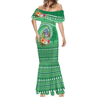 Norfolk Island Pine Tree Christmas Mermaid Dress Coat of Arm and Polynesian Pattern LT9 - Polynesian Pride