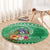 Norfolk Island Pine Tree Christmas Round Carpet Coat of Arm and Polynesian Pattern