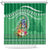 Norfolk Island Pine Tree Christmas Shower Curtain Coat of Arm and Polynesian Pattern