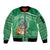 Norfolk Island Pine Tree Christmas Sleeve Zip Bomber Jacket Coat of Arm and Polynesian Pattern