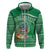 Norfolk Island Pine Tree Christmas Zip Hoodie Coat of Arm and Polynesian Pattern