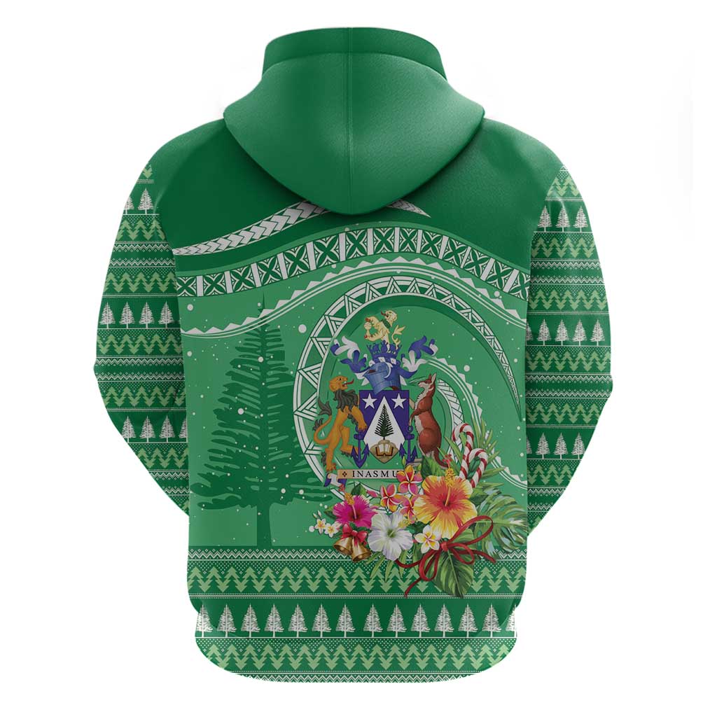 Norfolk Island Pine Tree Christmas Zip Hoodie Coat of Arm and Polynesian Pattern LT9 - Polynesian Pride