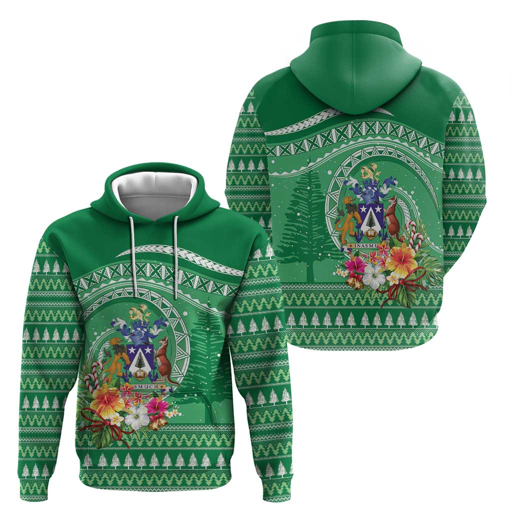 Norfolk Island Pine Tree Christmas Zip Hoodie Coat of Arm and Polynesian Pattern LT9 - Polynesian Pride