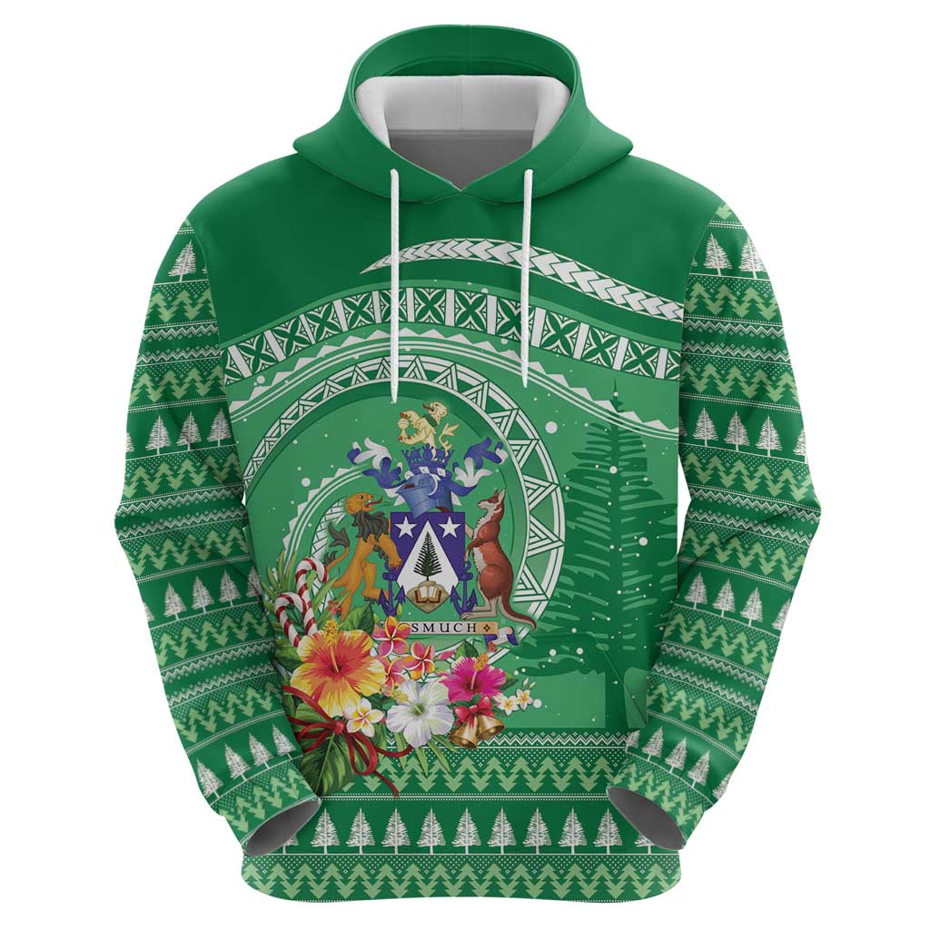 Norfolk Island Pine Tree Christmas Zip Hoodie Coat of Arm and Polynesian Pattern LT9 - Polynesian Pride