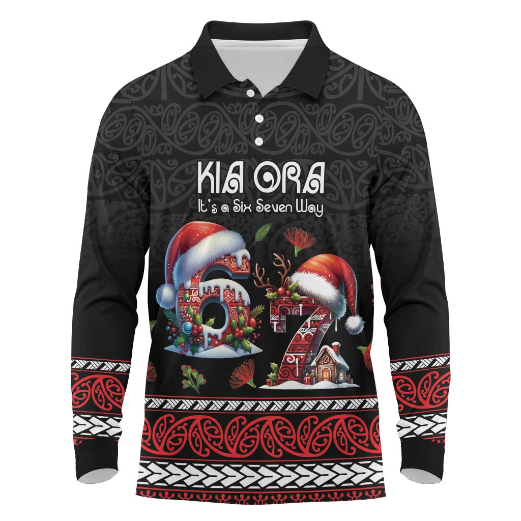 Aotearoa Six Seven Personalized Long Sleeve Polo Shirt New Zealand Funny Christmas - Polynesian Pride