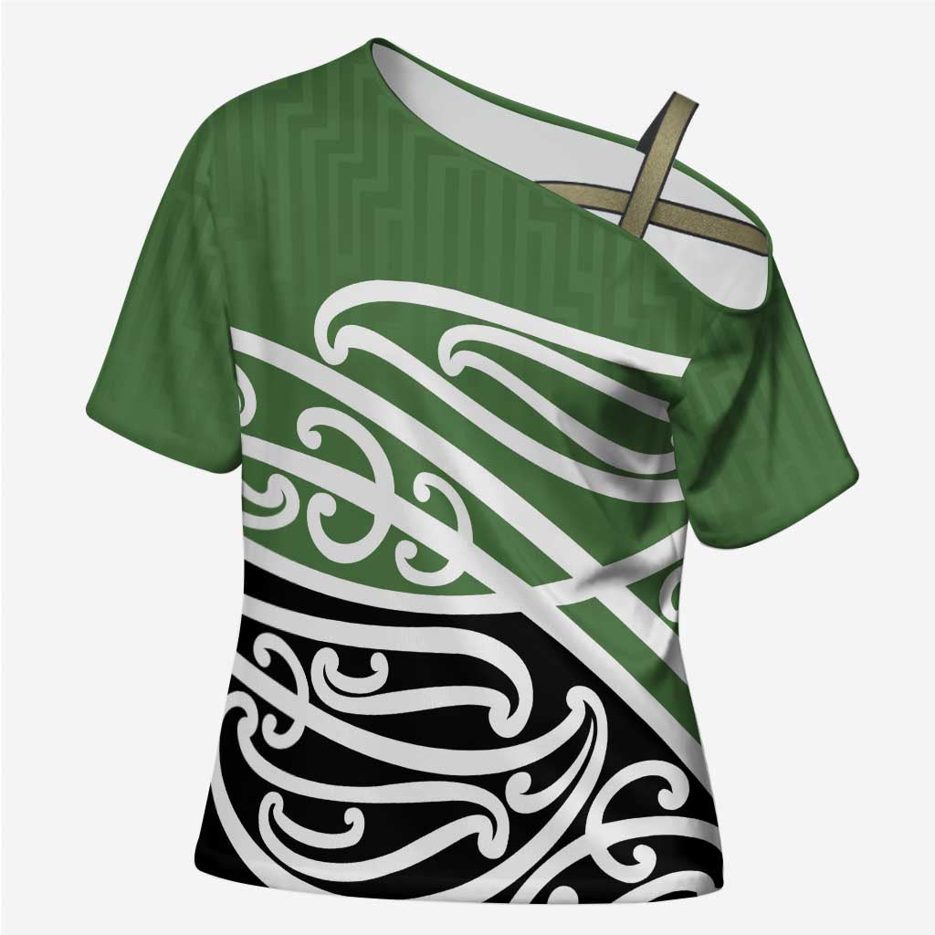 Green Fern New Zealand Kowhai Ngutukak Cross Shoulder Shirt - Polynesian Pride