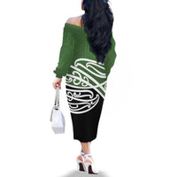 Green Fern New Zealand Kowhai Ngutukak Family Matching Off The Shoulder Long Sleeve Dress and Hawaiian Shirt - Polynesian Pride