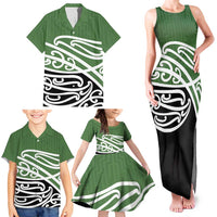 Green Fern New Zealand Kowhai Ngutukak Family Matching Tank Maxi Dress and Hawaiian Shirt - Polynesian Pride
