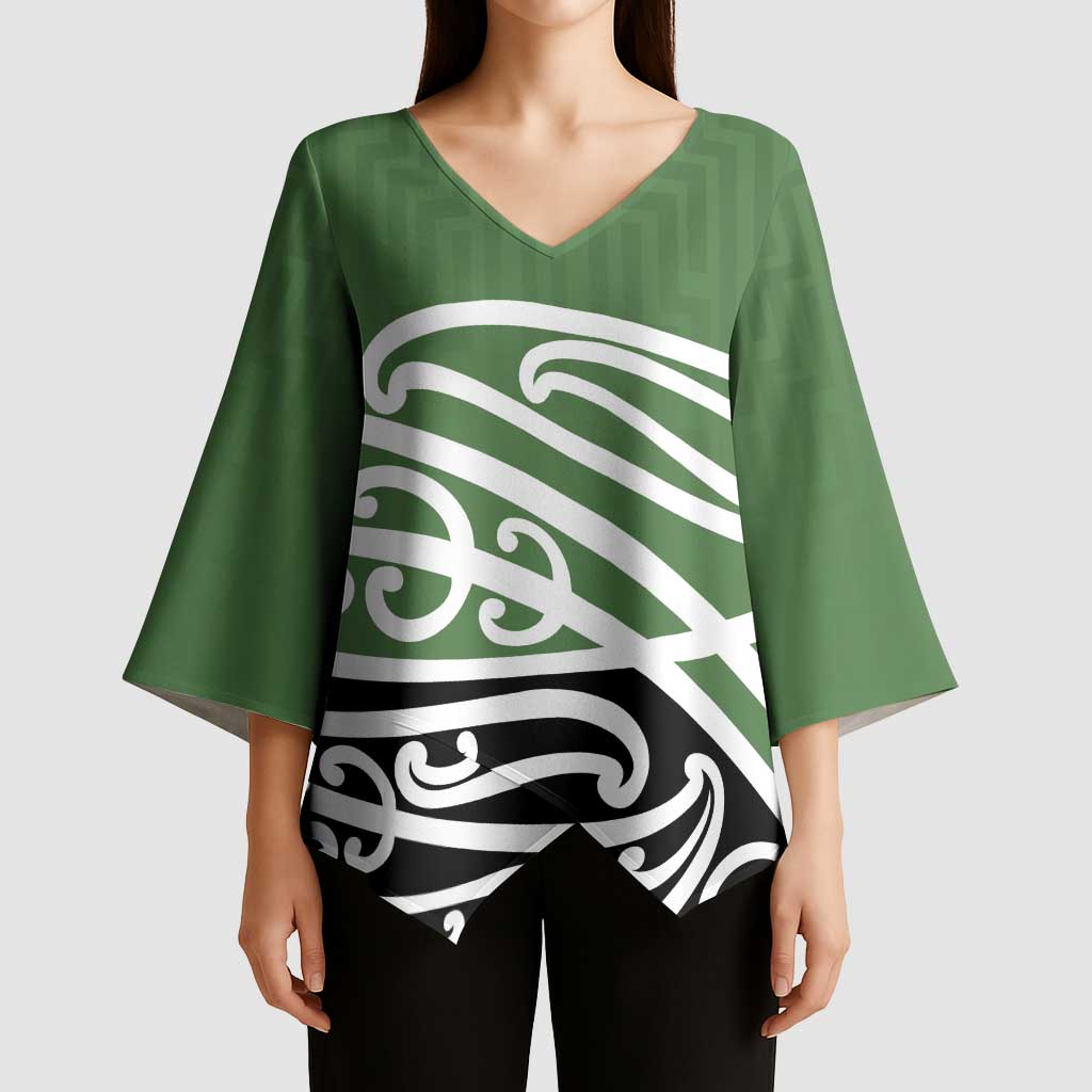 Green Fern New Zealand Kowhai Ngutukak Kimono Sleeve Blouse - Polynesian Pride