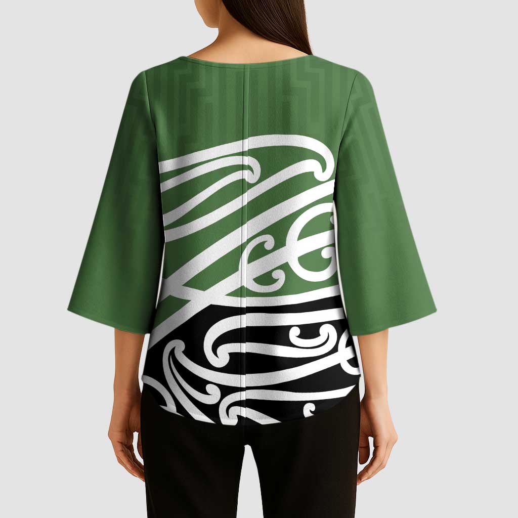 Green Fern New Zealand Kowhai Ngutukak Kimono Sleeve Blouse - Polynesian Pride