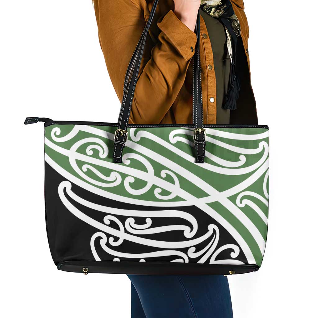 Green Fern New Zealand Kowhai Ngutukak Leather Tote Bag - Polynesian Pride