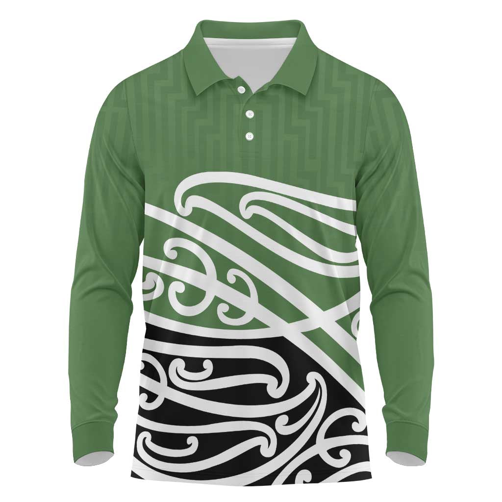 Green Fern New Zealand Kowhai Ngutukak Long Sleeve Polo Shirt - Polynesian Pride
